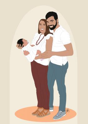 Illustration de famille personnalisée - AS