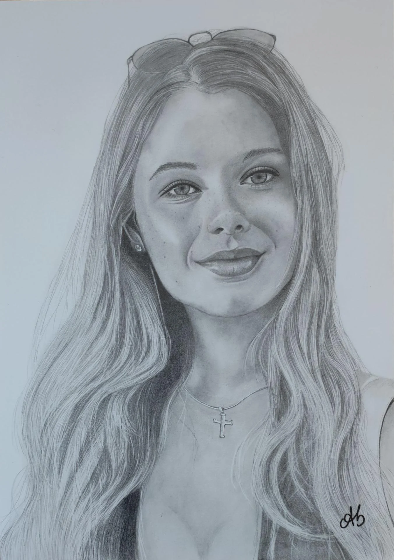 Portrait crayon graphite jeune femme as